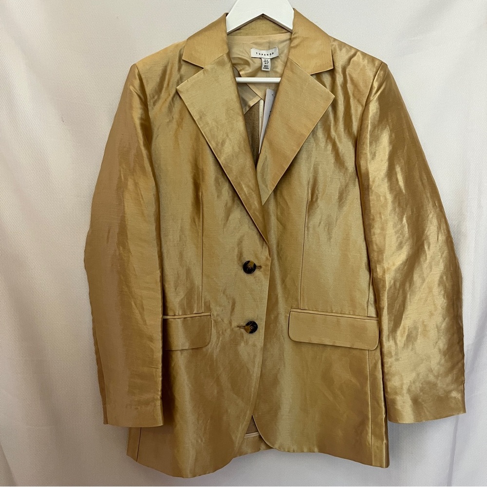 Topshop Metallic Gold Blazer Jacket